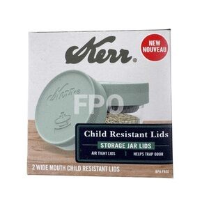 NEW Kerr Child Resistant Wide Mouth Lids Green Set of 2